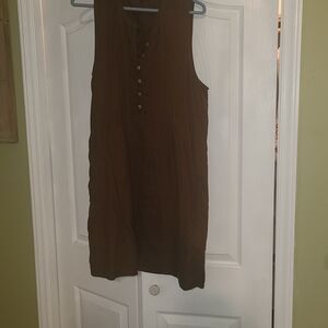 Quince Brown Sleeveless Midi Dress